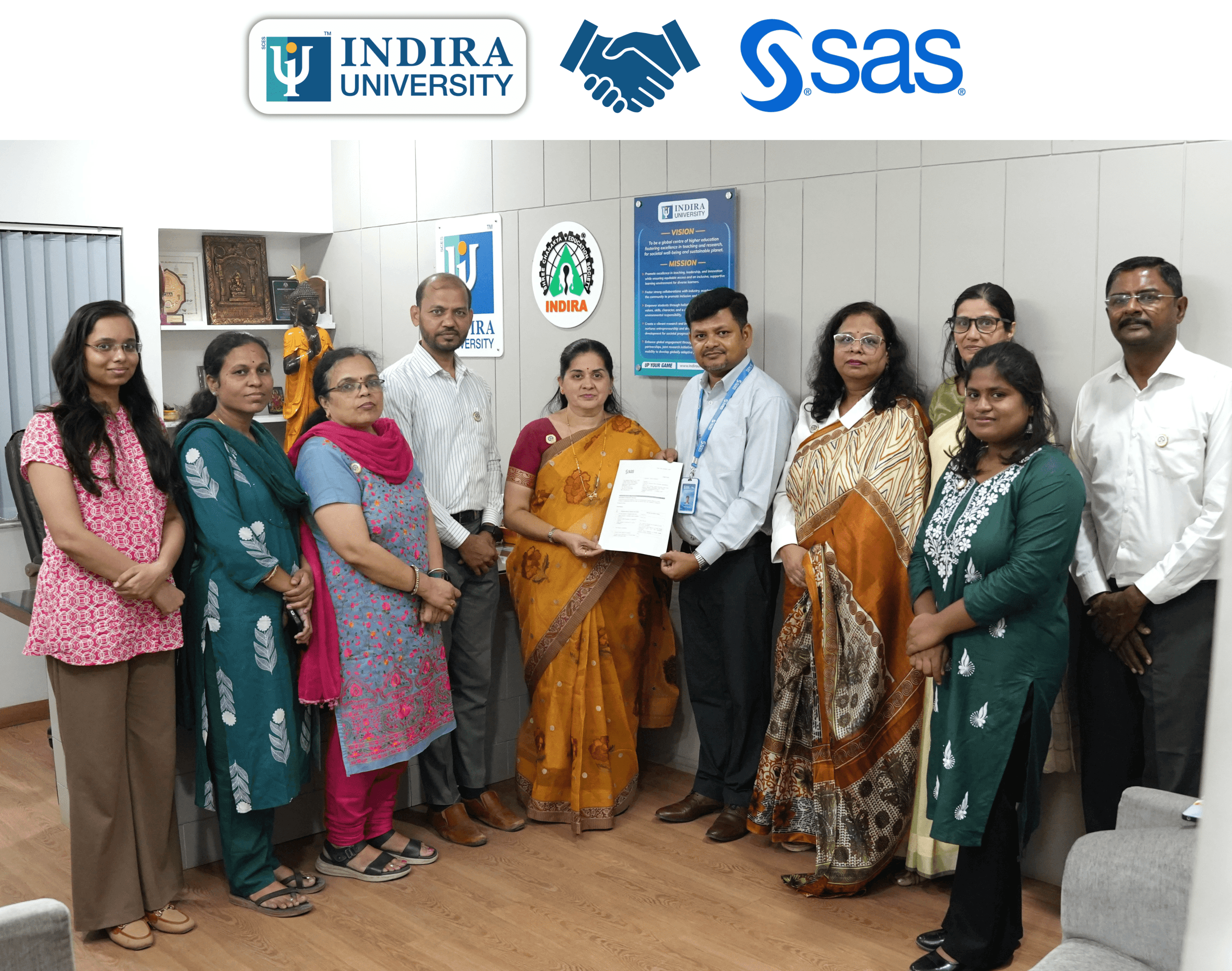 Indira University’s School of Commerce and Computer Applications signed an MoU with SAS as a strategic industry partner for the B.Com FinTech students.